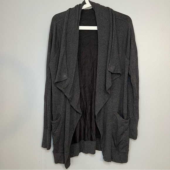 ATHLETA Women Pranayama Wrap Cardigan Charcoal Grey Modal Stretch Size XXS Small - Picture 1 of 9